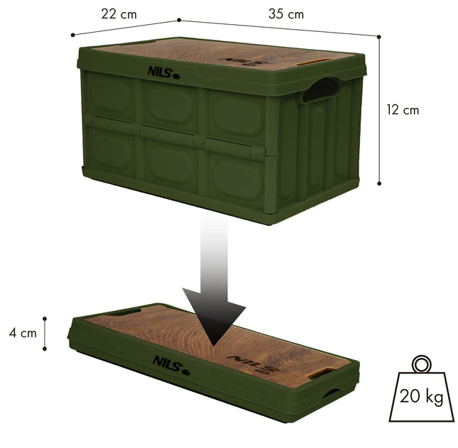 Opvouwbare kampeerbox met deksel - 9 liter, compact en lichtgewicht