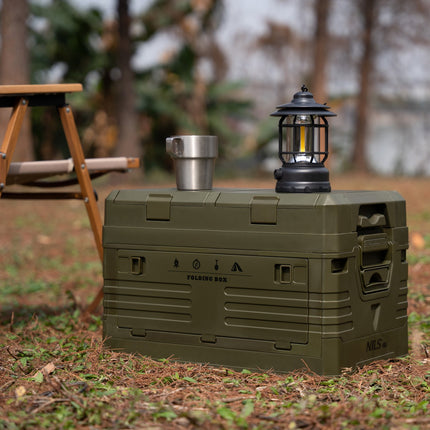 Folding Camping Box with Lid, Green, 50L