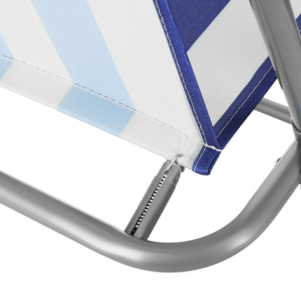 Folding Camping Chair, Blue-White, Portable Design