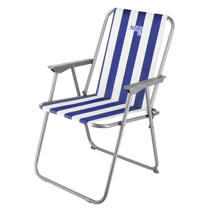 Folding Camping Chair, Blue-White, Portable Design