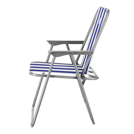 Folding Camping Chair, Blue-White, Portable Design
