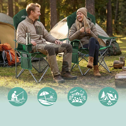 Folding Camping Chair – High Back, Padded Seat, Carry Bag