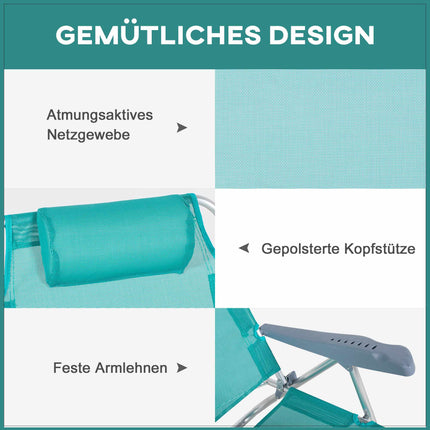 Folding Camping Chairs Set of 2, Adjustable Mesh Back, Turquoise
