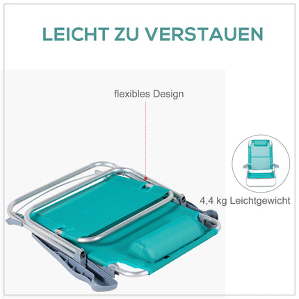Folding Camping Chairs Set of 2, Adjustable Mesh Back, Turquoise