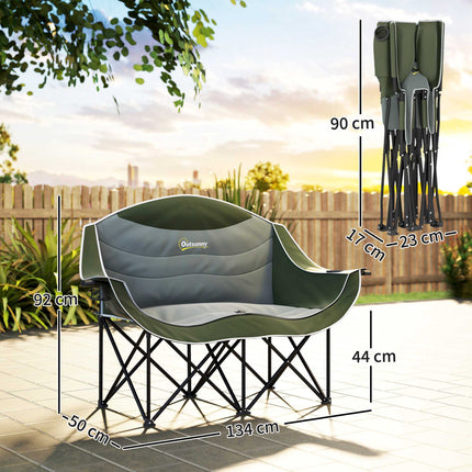 Folding Camping Chair with Dual Padded Seats and Cup Holders
