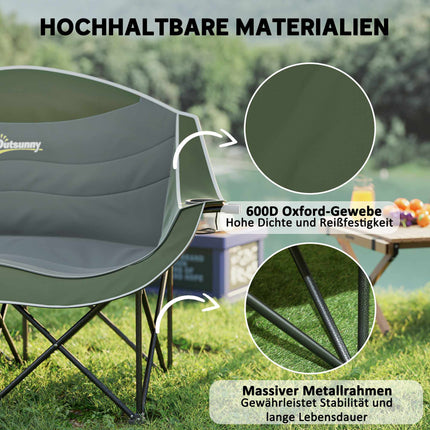 Folding Camping Chair with Dual Padded Seats and Cup Holders