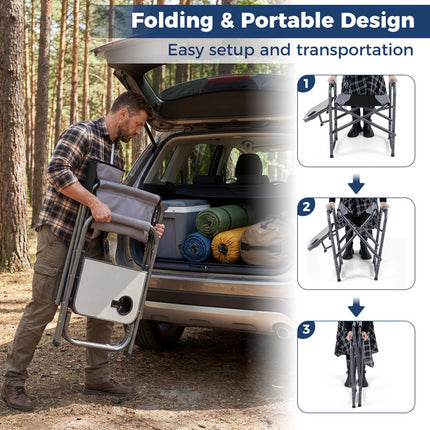 Folding Camping Chair with Side Table, 400 lb Capacity
