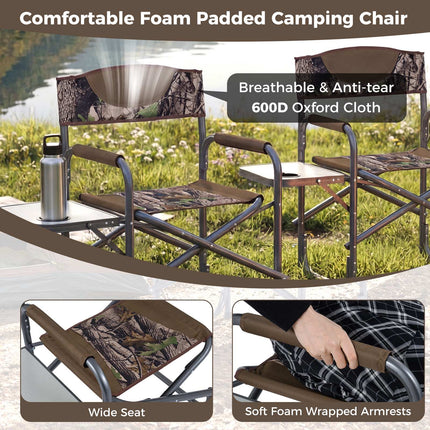 Folding Camping Chair with Side Table, 400 lb Capacity