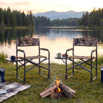 Folding Camping Chair with Side Table, 400 lb Capacity