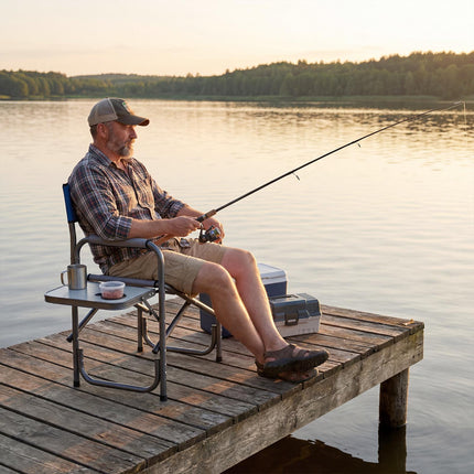 Folding Camping Chair with Side Table and Cup Holder, 400 lb