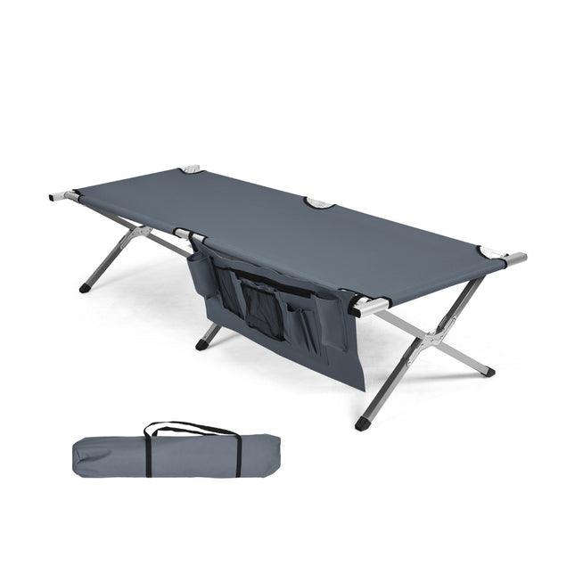 Folding Camping Cot, 450 lb Capacity, Carry Bag, Gray
