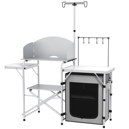 Outdoor folding camping kitchen with UV and wind protection
