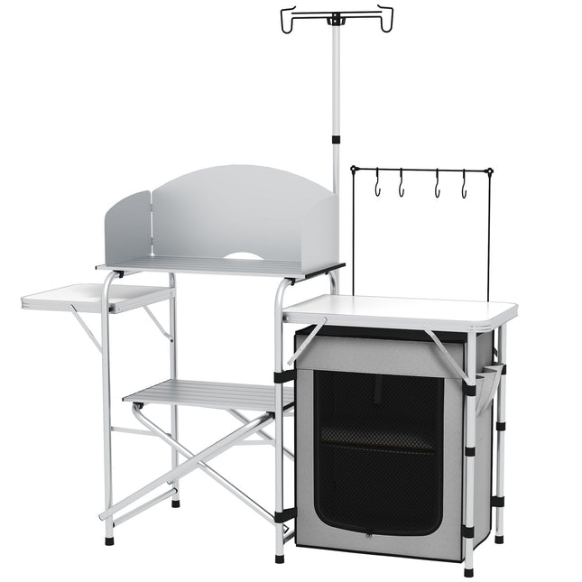 Outdoor folding camping kitchen with UV and wind protection