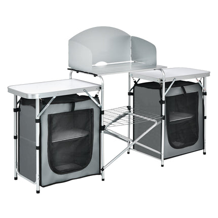 Folding Camping Kitchen with Carry Bag – Aluminum Cooking Station