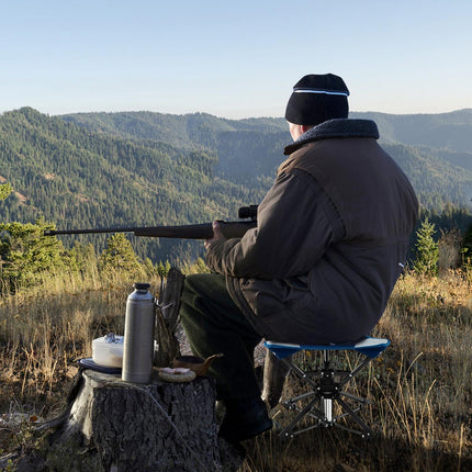 Folding Camping Stool with 360° Swivel & Anti-Sink Feet