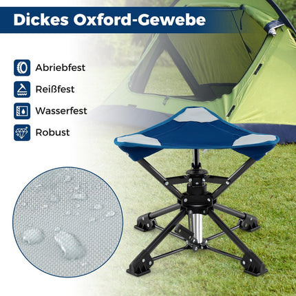 Folding Camping Stool with 360° Swivel & Anti-Sink Feet