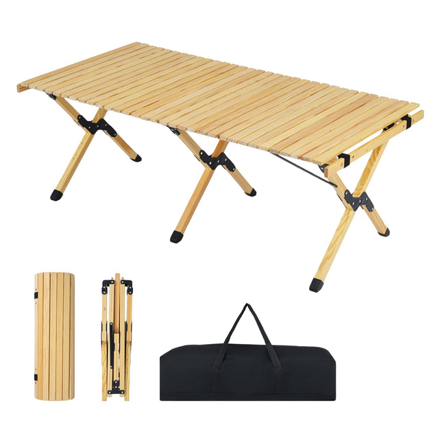 Opklapbare campingtafel, 122 cm (48 inch) van grenenhout met draagtas