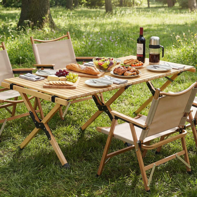 Opklapbare campingtafel, 122 cm (48 inch) van grenenhout met draagtas
