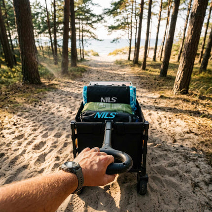 Folding Camping Wagon, 100L, 90 kg Load, Black-Orange