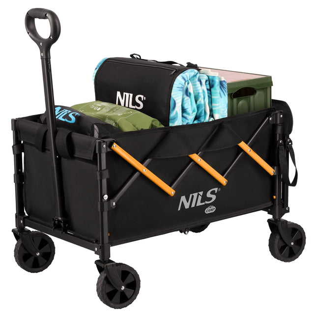 Folding Camping Wagon, 100L, 90 kg Load, Black-Orange