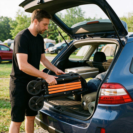 Folding Camping Wagon, 100L, 90 kg Load, Black-Orange