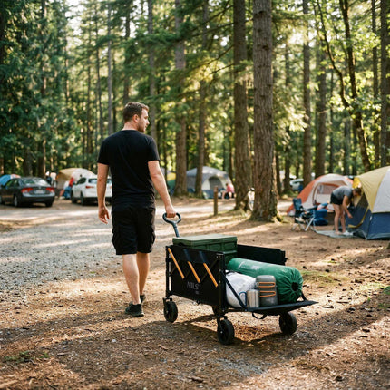 Folding Camping Wagon, 100L, 90 kg Load, Black-Orange