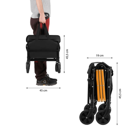 Folding Camping Wagon, 100L, 90 kg Load, Black-Orange