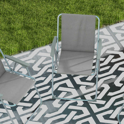 Set of 4 gray folding garden chairs with armrests