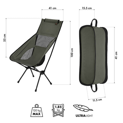 Folding Chair, Ultra Light, Khaki, Portable