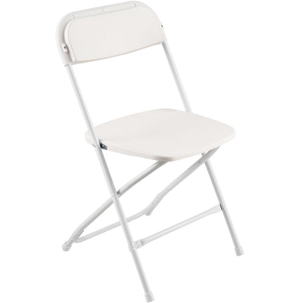 Folding Chairs 4-Pack, Plastic Seat, 350 lb, White