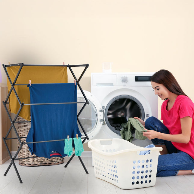 Folding Clothes Drying Rack with Pegs, 6 Tiers