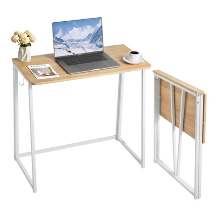 Folding Desk 80x40 cm, Particleboard Top, Storage Hooks