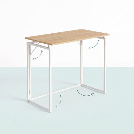 Folding Desk, Natural White, 80x40 cm, Wood & Steel