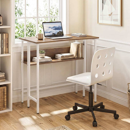 Folding Desk with Storage Shelf and Drop Leaf, Natural