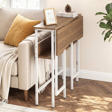 Folding Desk with Storage Shelf and Drop Leaf, Natural