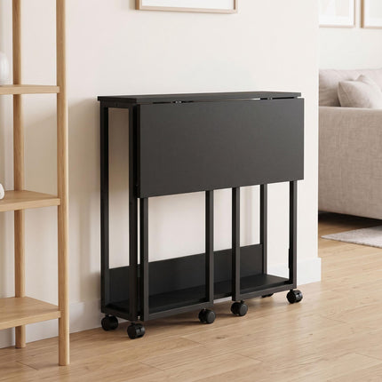 Folding Desk with Wheels, Black, 60 x 50 cm