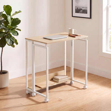 Folding Desk with Wheels, Natural White, 60x50 cm