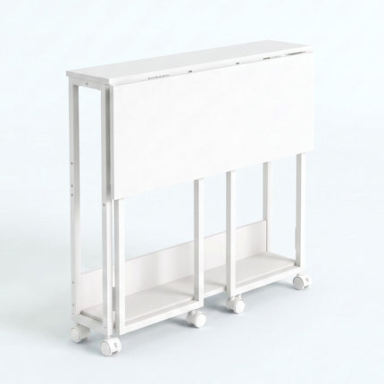 Folding Desk with Wheels, White, 60 x 50 cm