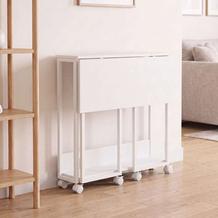 Folding Desk with Wheels, White, 60 x 50 cm