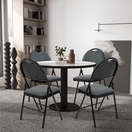 Folding Dining Chairs, Padded Backrest, Set of 4, Gray