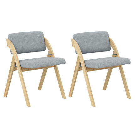 Folding Dining Chairs Set, Padded Seat, Rubberwood Legs, Gray