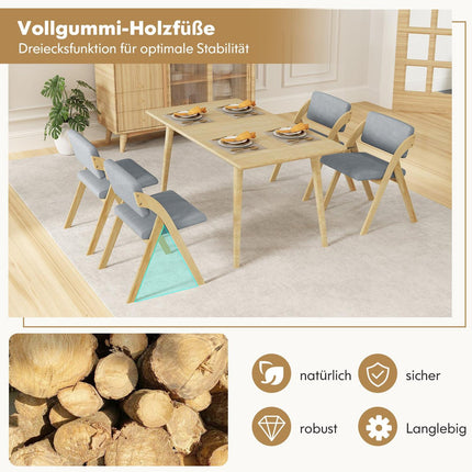 Folding Dining Chairs Set, Padded Seat, Rubberwood Legs, Gray