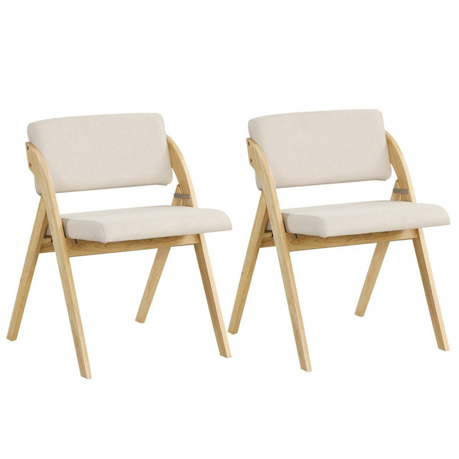 Folding Dining Chairs Set, Rubberwood Legs, Padded Seats