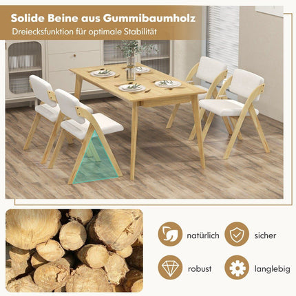 Folding Dining Chairs Set, Rubberwood Legs, Padded Seats