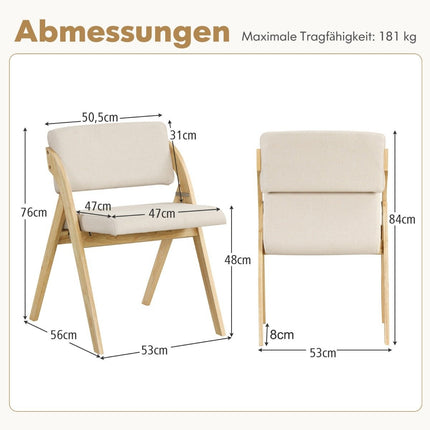 Folding Dining Chairs Set, Rubberwood Legs, Padded Seats