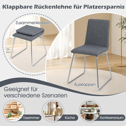 Folding Dining Chairs Set of 2, Metal Frame, Padded Seat