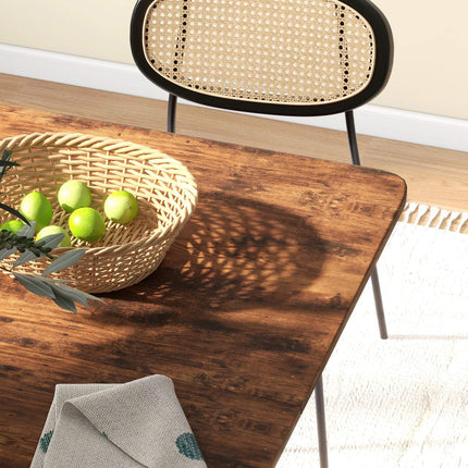 Rustic brown folding dining table for 6 with shelf