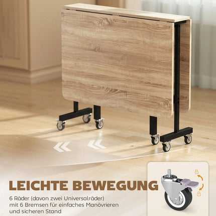 Folding Dining Table for 6, Oak Finish, Space-Saving Design