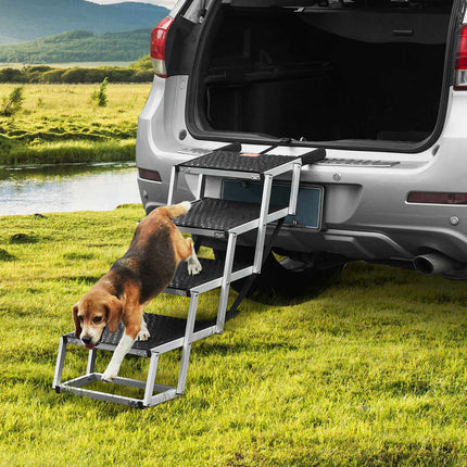 Folding Dog Stairs for Car, 4-Step Aluminum 150 lb