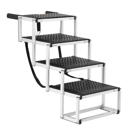 Folding Dog Stairs for Car, 4-Step Aluminum 150 lb